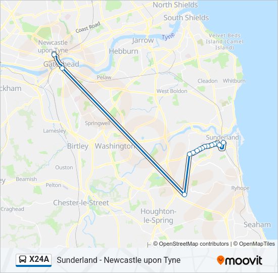 X24A Bus Line Map