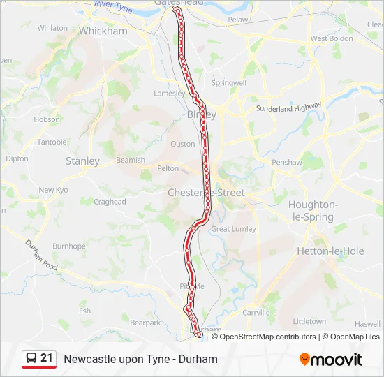 First Bus Route 21 21 Route: Schedules, Stops & Maps - Gateshead (Updated)