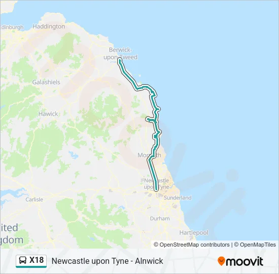 X18 Bus Line Map