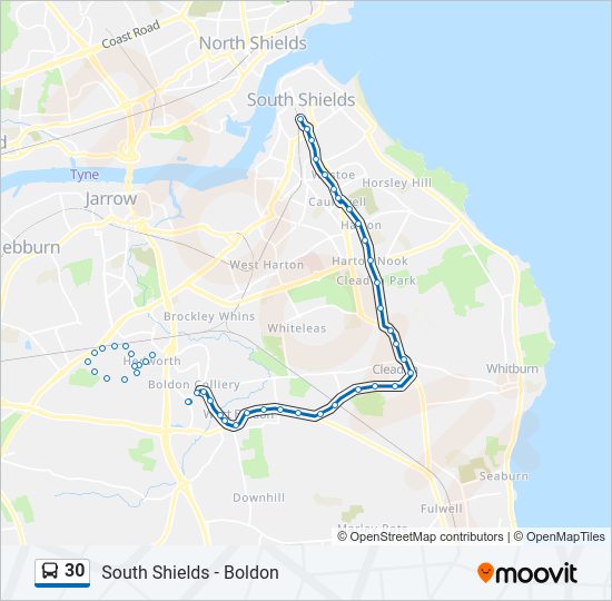 30 Route: Schedules, Stops & Maps - South Shields (Updated)