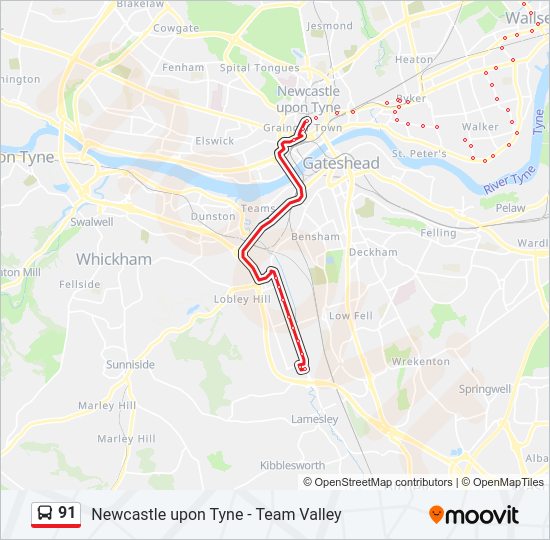 91 Bus Line Map