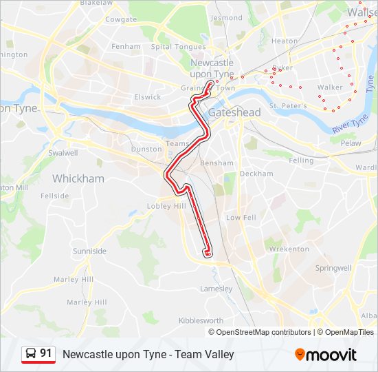 91 Route Schedules Stops And Maps Team Valley Updated