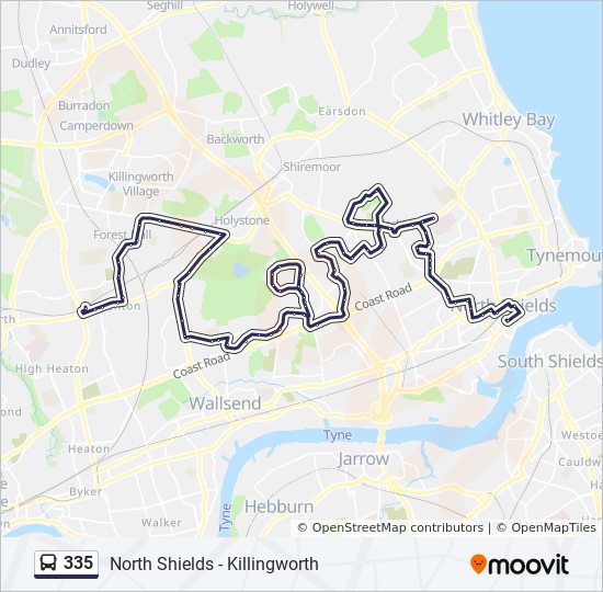 Bus 335 Route Map 335 Route: Schedules, Stops & Maps - Four Lane Ends (Updated)