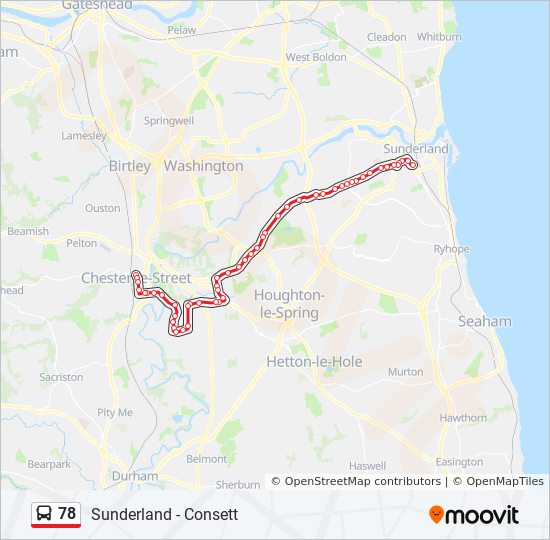 78 Route: Schedules, Stops & Maps - Chester-Le-Street (Updated)