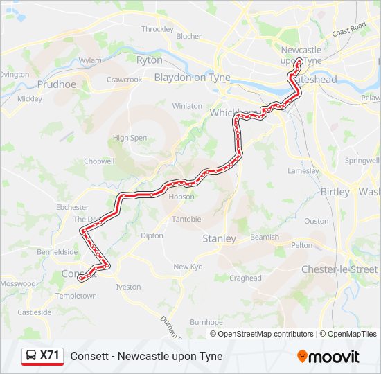 X71 Bus Line Map