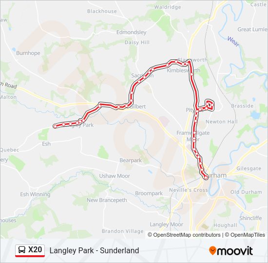 X20 Bus Line Map