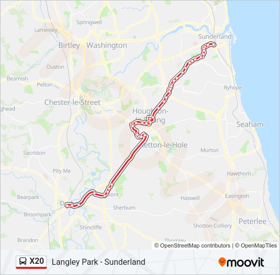 X20 Bus Line Map
