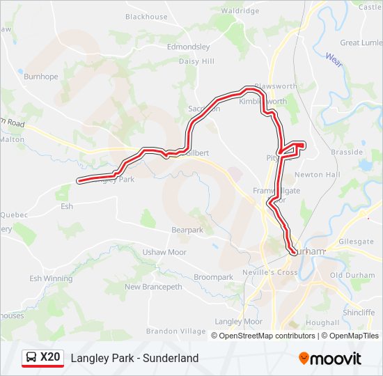 X20 Bus Line Map