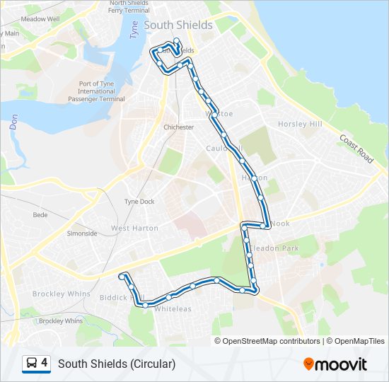 4 Route: Schedules, Stops & Maps - Biddick Hall (Updated)