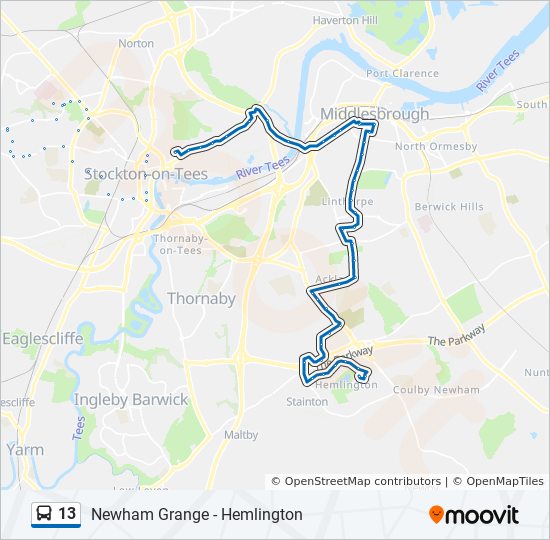 13 Route Schedules Stops Maps Hemlington