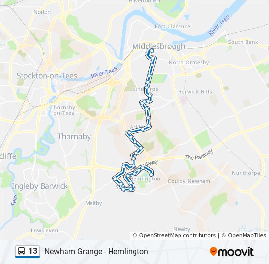 13 Route Schedules Stops Maps Middlesbrough