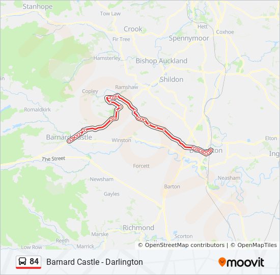 Bus 84 Route Map 84 Route: Schedules, Stops & Maps - Barnard Castle (Updated)