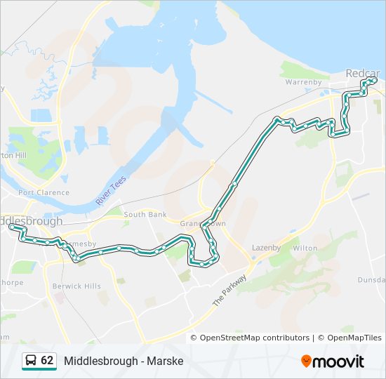 Bus 62 Route Map 62 Route: Schedules, Stops & Maps - Redcar (Updated)