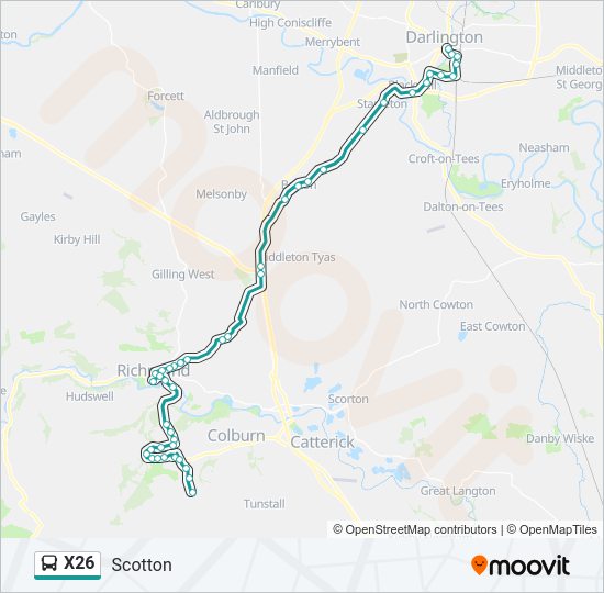 X26 Bus Line Map