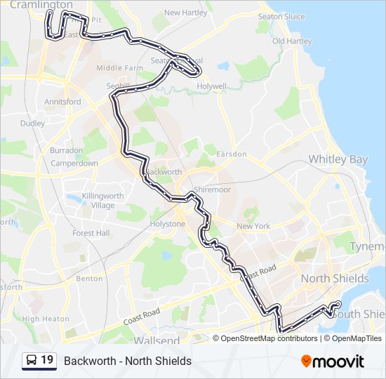 19 Route: Schedules, Stops & Maps - North Shields (updated)