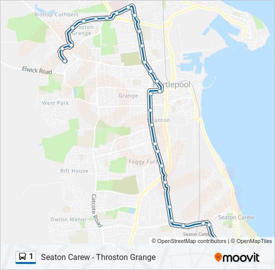 1 Route: Schedules, Stops & Maps - Seaton Carew (Updated)