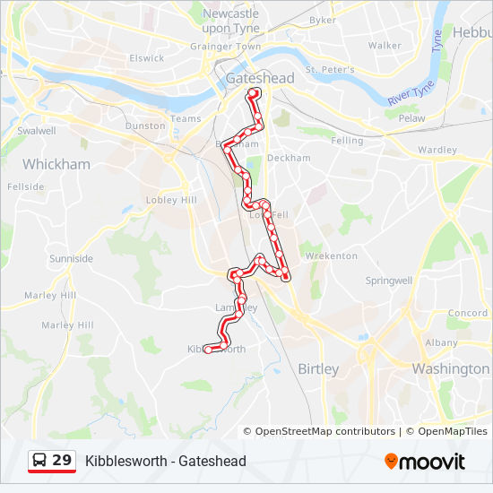 Bus 29 Route Map 29 Route: Schedules, Stops & Maps - Kibblesworth (Updated)