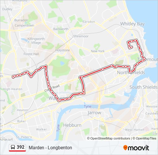 392 Bus Line Map
