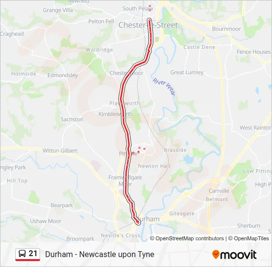 21 Route: Schedules, Stops & Maps - Durham (Updated)