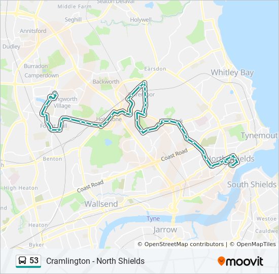 Bus 53 Route Map 53 Route: Schedules, Stops & Maps - Killingworth (Updated)