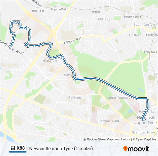 X88 Bus Line Map