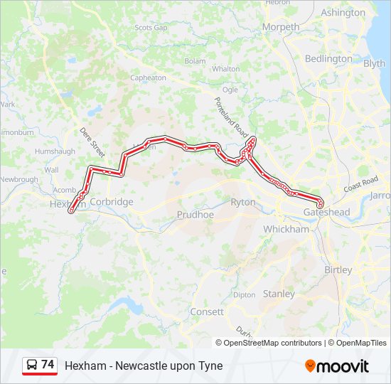 Bus 74 Route Map 74 Route: Schedules, Stops & Maps - Hexham (Updated)