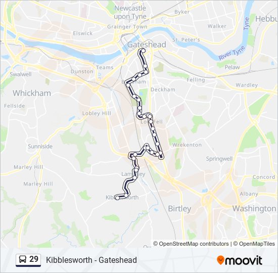 29 bus Line Map