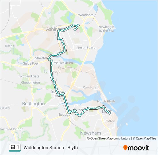 1 Route: Schedules, Stops & Maps - Wansbeck Hospital (Updated)