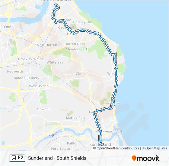 E2 Route Schedules, Stops & Maps South Shields (Updated)