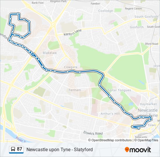 Bus 87 Route Map 87 Route: Schedules, Stops & Maps - Slatyford (Updated)