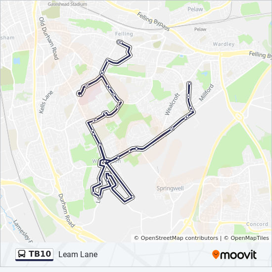 Leam Lane Gateshead Map Tb10 Route: Schedules, Stops & Maps - Leam Lane (Updated)