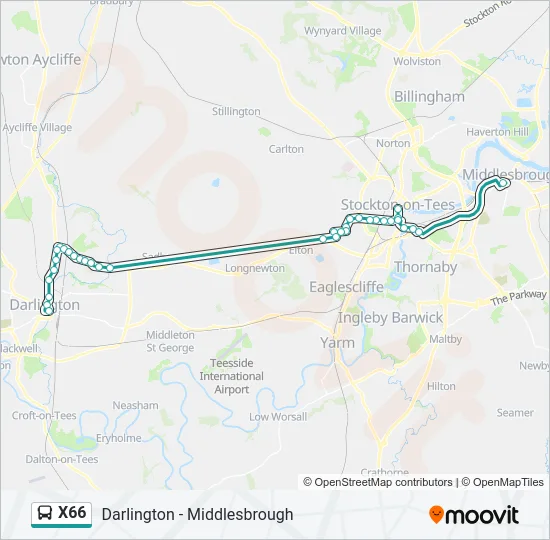 X66 Bus Line Map