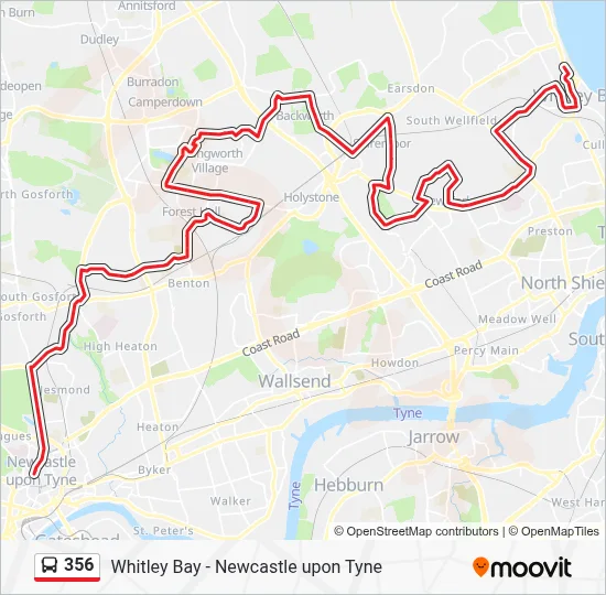 356 Route: Schedules, Stops & Maps - Whitley Bay (Updated)