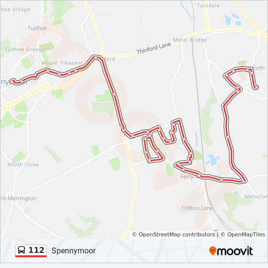 Bus 112 Route Map 112 Route: Schedules, Stops & Maps - Spennymoor (Updated)