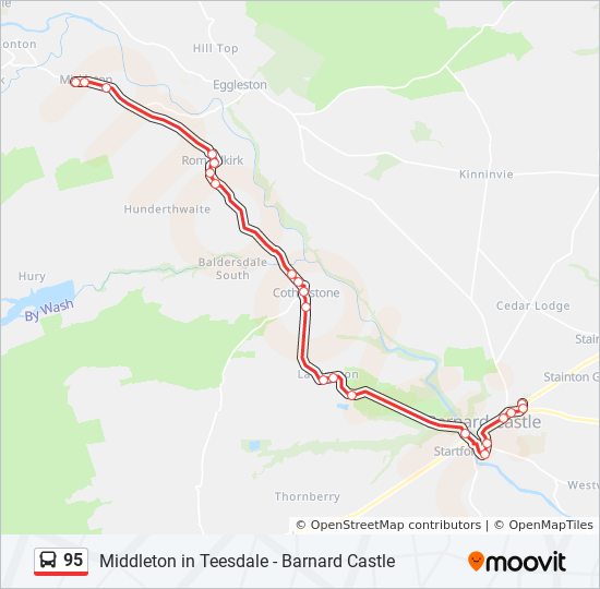 Bus 95 Route Map 95 Route: Schedules, Stops & Maps - Mickleton (Updated)