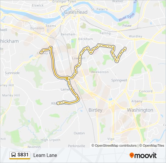 S831 Bus Line Map