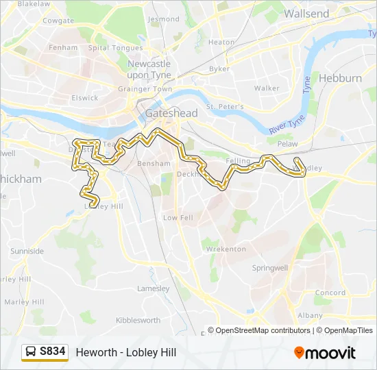 S834 Bus Line Map
