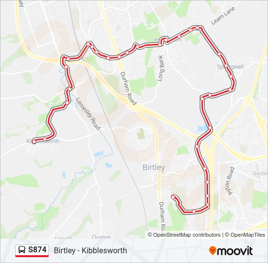 S874 bus Line Map