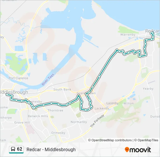 62 Route: Schedules, Stops & Maps - Redcar (Updated)