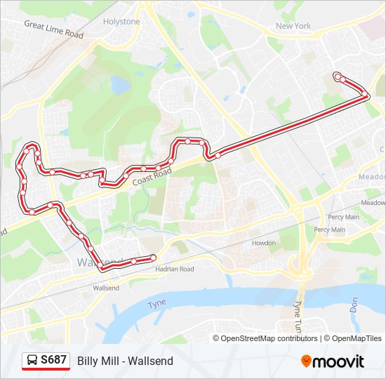 s687 Route: Schedules, Stops & Maps - Wallsend (Updated)