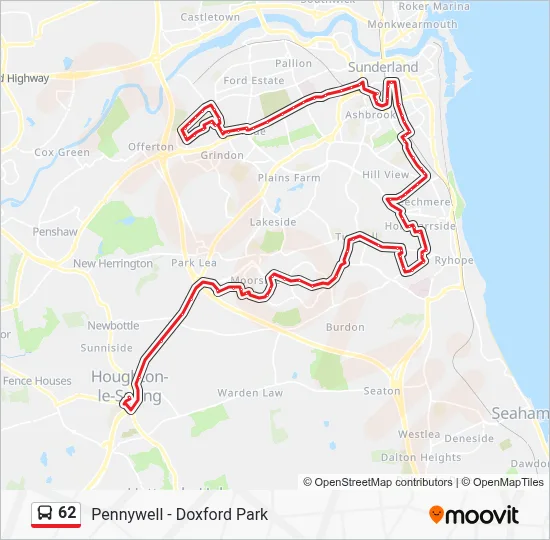 62 Route: Schedules, Stops & Maps - Houghton-Le-Spring (Updated)