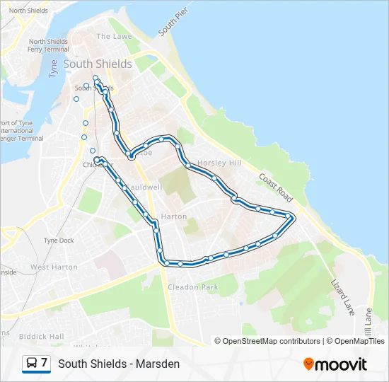 7 Route: Schedules, Stops & Maps - South Shields (Updated)