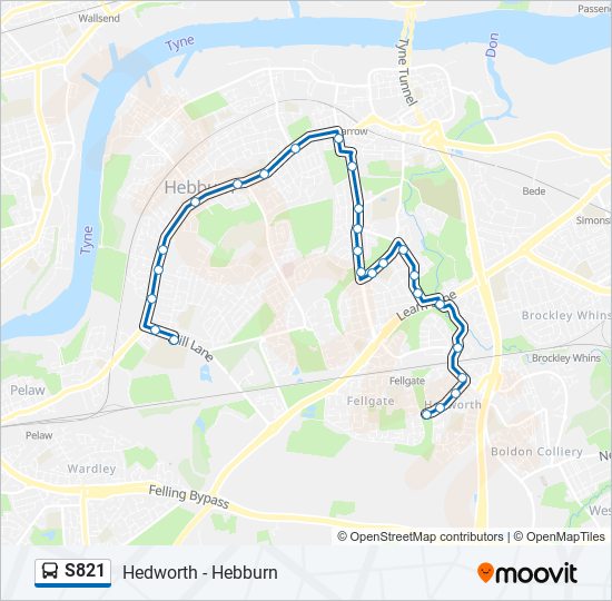 S821 Bus Line Map