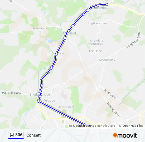 Bus 806 Route Map 806 Route: Schedules, Stops & Maps - Consett (Updated)