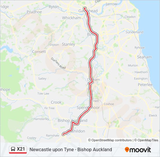 X21 Bus Line Map