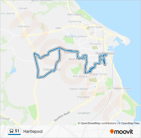 51 Route: Schedules, Stops & Maps - Hartlepool (Updated)