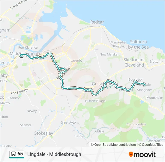 65 Route: Timetables, Stops & Maps - Middlesbrough (Updated)