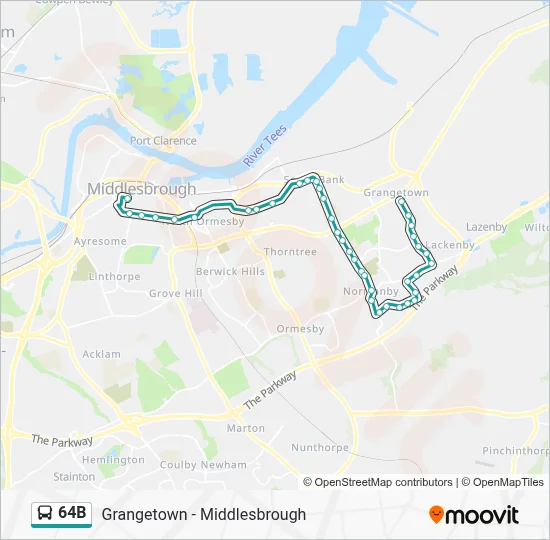 64B Route: Schedules, Stops & Maps - Middlesbrough (Updated)