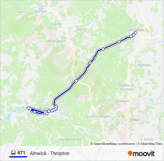 471 Route: Schedules, Stops & Maps - Thropton (Updated)