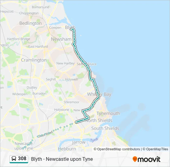 308 Route: Schedules, Stops & Maps - Blyth (Updated)